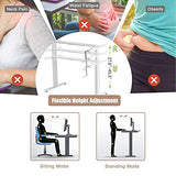 Sit to Stand Workstation Frame, Manual Height Adjustable Standing Desk Frame w/ Foldable Hand Crank, Cable Tray & Hanging Hook, Adjustable Footpads, Ergonomic Desk Frame for Home Office, Black (WHITE) MEDIMALL