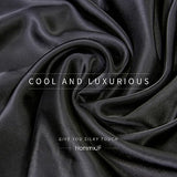 HommxJF Silk Satin Black Full Fitted Sheet, Deep Pocket Fitted Sheet Only, Breathable, Non- Fading, Fully Elasticized Bed Sheets Sold Separately HommxJF
