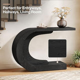 Tribesigns 43.3" Mid-Century Modern Console Table for Entryway, Wood C-Shaped Hallway Entry Accent Table for Living Room, Entrance, Foyer, Easy Assembly, Black Tribesigns