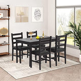 Hudada Dining Table Set for 4, 5 Piece Kitchen Table Set, Kitchen Table and Chair for 4 Person, Breakfast Table Set Small Dining Room Table Set for Home Kitchen Living Room Restaurant, Brown Hudada