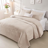 Whale Flotilla Ultra Soft King Quilt Bedding Set, Lightweight Microfiber Brich Beige Quilts Bedspreads Oversized, 3 Piece Ultrasonic Geometric Coverlet Bed Cover for All Seasons Whale Flotilla