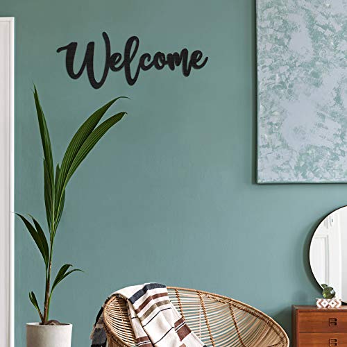 Wood Cutout Welcome Sign Wooden Welcome Wall Decor Word Sign Wood Art Sign for Front Door Rustic Home Gallery Wall Decorations 15.7 x 6 Inches Jetec