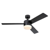 Westinghouse 7205900 Alta Vista, Modern LED Ceiling Fan with Light and Remote Control, 52 Inch, Matte Black Finish, Opal Frosted Glass Westinghouse