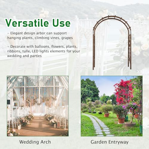 VINGLI Wooden Garden Arbor, Wedding Arch, 7ft Arch Backdrop Stand for Ceremony, Wood Trellis for Plant Climbing, Christmas Decor Pergola for Garden Backyard, Lawn - WoodArtSupply