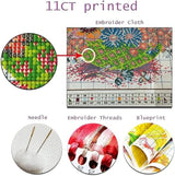Beginner DIY Stamped Cross Stitch Kit with Embroidery Hoop Pre-Printed Pattern Fishing Trout Fish DIY Needlepoint Craft Kit for Adults Includes All Supplies Wall Art Decor Gift 33x33cm (196)