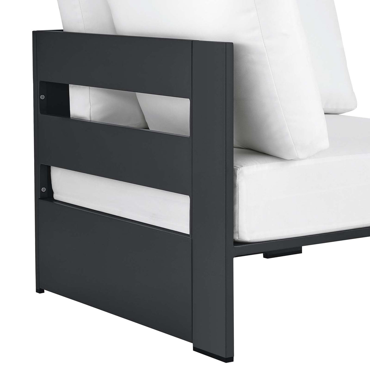 Modway Tahoe Aluminum Outdoor Sectional Corner Chair in Gray White with Weather-Resistant Cushions, Deep Seat Modular for Patio Furniture Lounge Set Modway