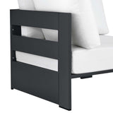 Modway Tahoe Aluminum Outdoor Sectional Corner Chair in Gray White with Weather-Resistant Cushions, Deep Seat Modular for Patio Furniture Lounge Set Modway