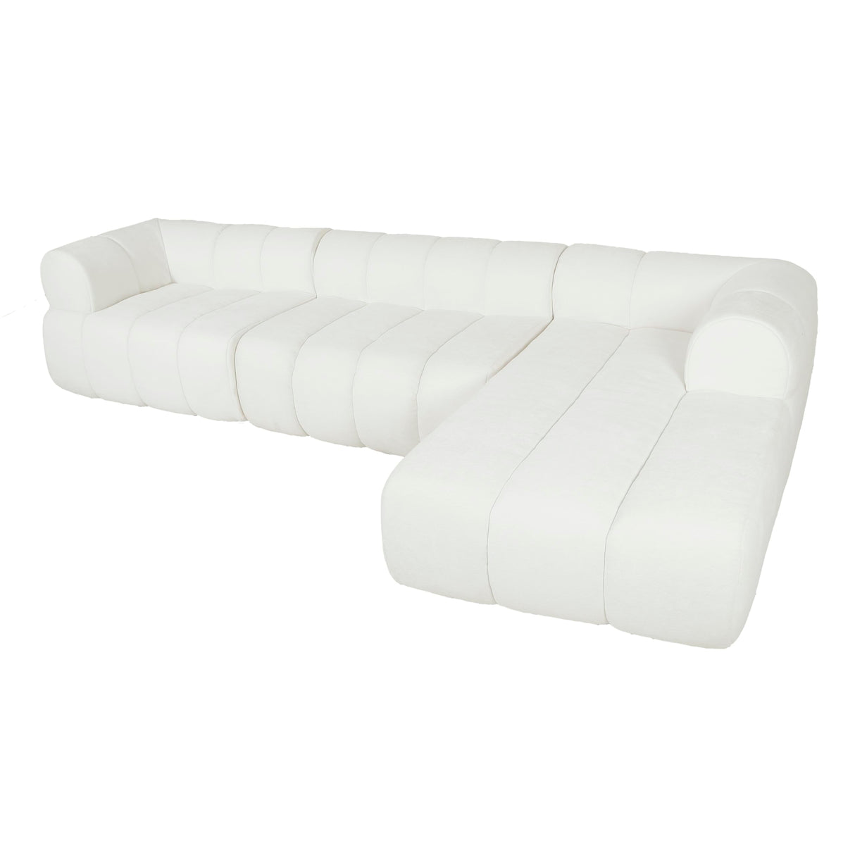 Christopher Knight Home Mania 122" Modular L-Shape Sofa Couch with Chaise Lounge, Modern Sectional Sofa Set for Living Room, Boucle Fabric Upholstered Cloud Couch with Deep Seat, Milky White Christopher Knight Home