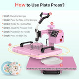 Slendor 5 in 1 Heat Press Machine 12x15 inch Sublimation Heat Press 360° Swing Away Heat Transfer Digital T-Shirt Pressing with 30OZ 20OZ Tumbler Press, Multifunction Combo for Hat Cap Plate Slendor