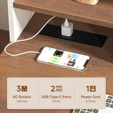 Vabches 51" Executive Desk Farmhouse Home Office Desk with Charging Station, File Drawer, Storage Cabinet, Monitor Stand, Wood Computer Desk with Hutch for Work Study Writing (White) Vabches