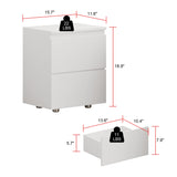 FUNISIR Nightstand with 2 Drawers, Modern Bedroom End Table with No Handle, Wooden Bedside Storage Cabinet, White FUNISIR