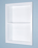 Fox Hollow Furnishings 14x18 Sloane Recessed Wall Niche Medicine Cabinet Replacement, in The Wall Bathroom Cabinet Insert Shelf/Shelves, Made in North America, Real Wood, NO MDF, White Plain Back Fox Hollow Furnishings