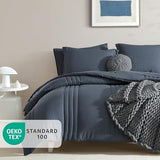 Monbix King Size Comforter Set - 7 Pieces Bed in a Bag King, Blue Gray Bedding Sets with Comforter, All Seasons Comforter Bed Set with Sheets, Pillowcases & Shams Monbix