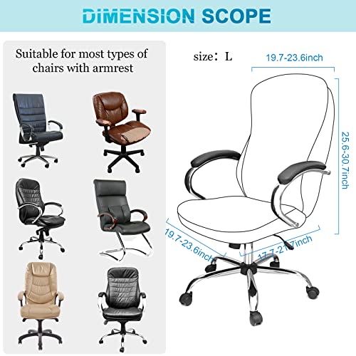 Tatuo 3 Pcs Computer Office Chair Cover Universal Rotating Chair Slipcovers Protector Removable Washable Office Armrest Covers with Zipper for High Back Seat Backrest(L,Waffle,Black) Tatuo