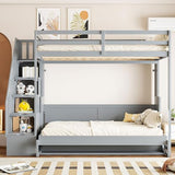Merax Full Over Full Size Murphy Bed with Hydraulic Lift and Built-in Desk, Space-Saving Wall Bed with Desk Design, Ideal for Home Office, Small Rooms, or Apartments, Gray Merax
