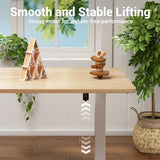 Veken 55 Inch Large Electric Standing Desk, 4 Memory Heights Adjustable,Sit to Stand Up, Work Home Office Computer Table for Study, Walking Pad, Writing, and Games, Wooden Desktop Desks, Nature Wood Veken