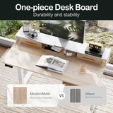 ModernMate Standing Desk with 4 Drawers, 47.2 x 23.6 Inch Whole Piece Height Adjustable Electric Sit Stand Desk, Computer Home Office Workstation with Open Storage Shelf, Light Walnut ModernMate