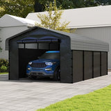 Real Relax 12'x20' Heavy Duty Metal Carport, Outdoor Garage Car Shelter Shade with Galvanized Roof & Removable Sidewalls, Heavier Metal Frame for Car and Boats, Truck Grey Real Relax