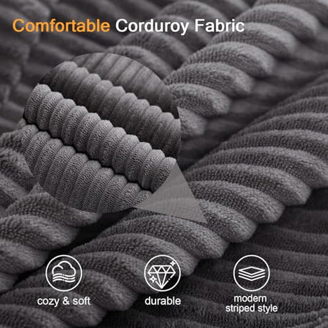COMAX Convertible Sofa Bed, Folding Floor Couch Corduroy Fold Out Couch Bed Futon Sleeper Mattress with Pillows, Boneless Sofa Comfy Lounge Loveseat for Living Room Bedroom, Grey COMAX