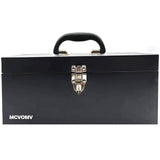 16" Portable Metal Toolbox Large Tool Box 18-Gauge Fishing Tackle Box Tool Box Drawer Organizer Steel Tool Box With Metal Latch and Handle Black Mcvomv