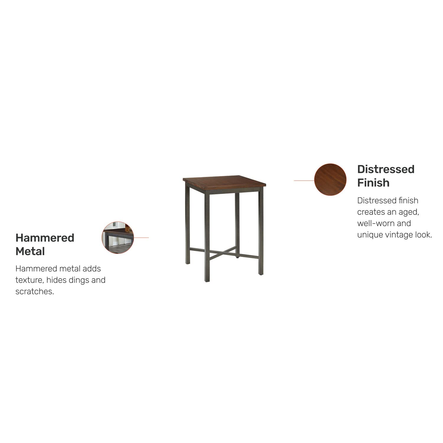 Home Styles Cabin Creek Bistro Table, Constructed from Hardwood Solids with a Chestnut Distressed Finish - WoodArtSupply