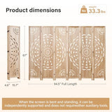 66.9Inch Wooden Room Partition - 6 Panels Boho-Styled Space Room Divider for Home/Office, Headboard & Yoga/Photo/Video Call Backdrop (Natural) Svimi