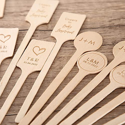 grr 100pcs Custom Wooden Stir Sticks for Wedding,Personalized Wooden Stir Sticks,Custom Engraved Coffee Stirrers,Wedding Decor (100 Pcs,15 CM) - WoodArtSupply