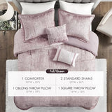 Madison Park Queen Comforter Set, Luxe Velvet, Satin Binding Comforter for a Queen-Size Bed, Cozy Velvet Comforters, All Seasons, Lightweight, Down Alternative Bedding, Full/Queen, Blush 5 Piece Madison Park