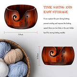 WILLBOND Wooden Yarn Bowl 6 x 3 Inches Crochet Bowl Accessories Holder with Holes for Mother Birthday Gift DIY Hand Made Knitting String Lovers Handmade Yarn Storage WILLBOND