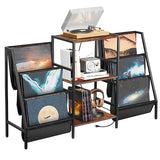 SUPER DEAL Record Player Stand, 3-Tier Turntables Stand with Vinyl Storage and Charging Station, Display Rack Table for Speaker, Amplifier, Storage Up to 280 Albums, Rustic Brown SUPER DEAL