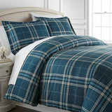 Southshore Fine Living, Inc. Vilano Plaid Collection - King Comforter Set, Premium Bedding, All-Season Down Alternative, Soft Coverlet, Oversized 3-Piece California King Size Comforter Set, Blue