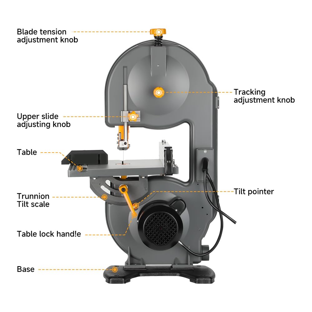 HOTECHE 7-1/2-Inch Band Saw, 3-Amp, Max Cutting Depth 3.2-Inch Width 7.5-Inch,Tilting Range 0-45° for Precision Woodworking and Metal Cutting - WoodArtSupply