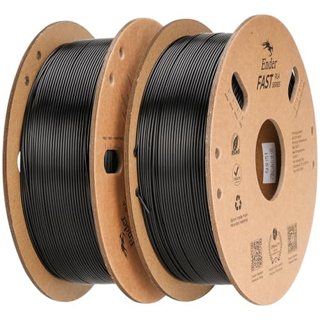 Creality High Speed PLA Filament 1.75mm Black 2Kg, 3D Printer Filament for 300mm/s 3D Printing, Rapid PLA Dimensional Accuracy +/- 0.02 mm 1Kg Cardboard Spool(2.2lbs) for FDM 3D Printers(Black&Black) Creality