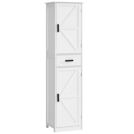FIONESO 67.1" Tall Bathroom Cabinet, Storage Cabinet with 6 Shelves & Drawer, Bathroom Storage Cabinet with Adjustable Shelves, Tall Cabinet for Bathroom,Living Room, Kitchen, White FIONESO