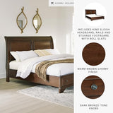 Signature Design by Ashley Trellington Traditional King Sleigh Storage Bed, Foundation or Box Spring Not Needed, Dark Brown Signature Design by Ashley