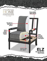 OSP Home Furnishings Eliza Spindle Accent Chair, Linen Fabric with Black Wood OSP Home Furnishings