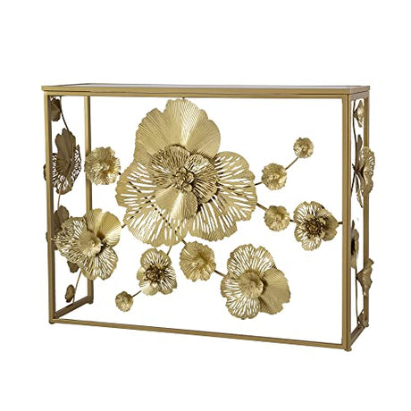 A&B Home Gold Console Table with Mirrored Glass Top - Mid Century Modern Console Table with Metal Frame for Living Room Entryway Foyer Hallway, 40" x 12" x 31" A & B Home