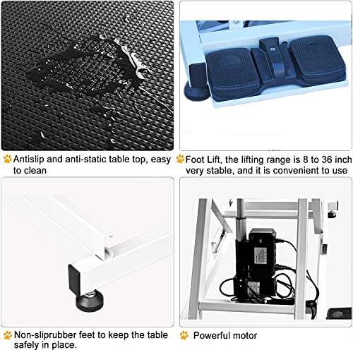 Lucky Pet Electric Lift Pet Grooming Table, Heavy Duty Pet Trimming Table, Professional X-Type Electric Lift for Large Dogs, with Overhead Arm, Clamps, Two Grooming Noose, 50 inch / Black Lucky Pet