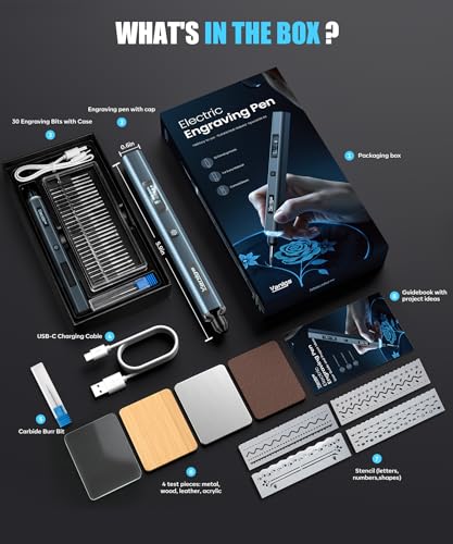 Vanlgs Engraving Pen for Metal Wood Glass Plastic, Engraving Tool with LED Light, 31 Bits, Cordless, 5 Speeds, Rechargeable, Engraver Kit Craft Easter Gifts for for Teens Adults Beginner Vanlgs