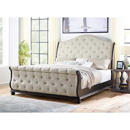 BOWERY HILL Traditional Multi-Step Molasses King Wood 6-Piece Sleigh Bedroom Set BOWERY HILL