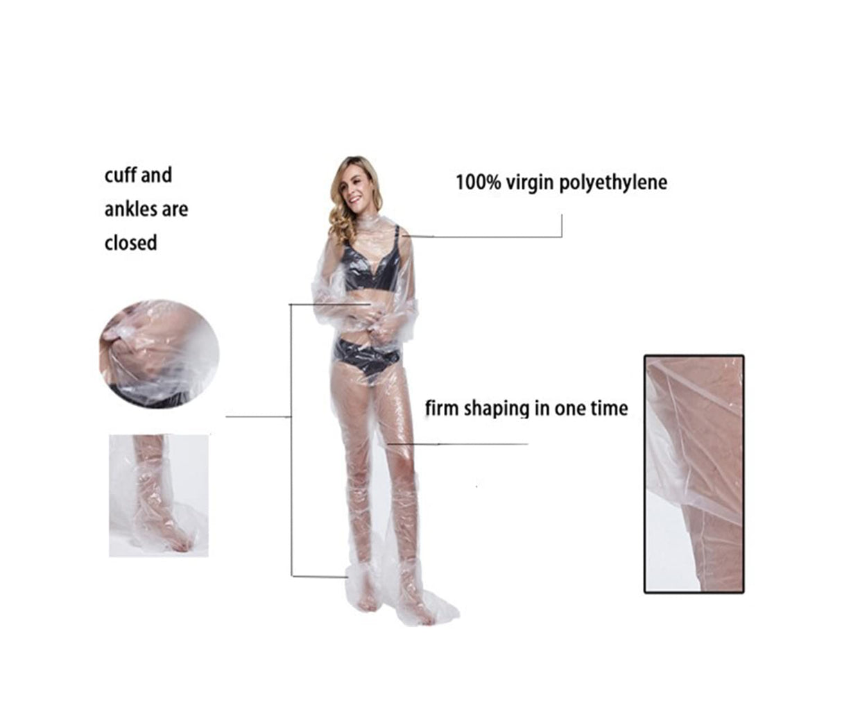 ZMDREAM Disposable Plastic Body Wraps Unisex PE Sauna Bath Suit for Far Infrared Full Body Coverage Pack of 10 ZMDREAM