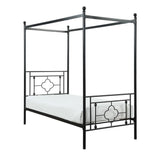 Pemberly Row Metal Twin Canopy Platform Bed in Black Pemberly Row