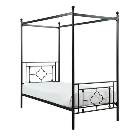 Pemberly Row Metal Twin Canopy Platform Bed in Black Pemberly Row