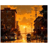 TAOPAOLAB Cityscape Paint by Numbers Kit for Adults - DIY San Francisco Cable Cars and Golden Gate Bridge Sunset Painting on Canvas 16x20 Inches,Acrylic Paint Set,Suitable for Beginners,Art for Decor TAOPAOLAB