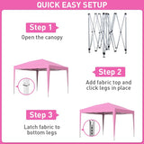 GDY 10'x10' Pop Up Canopy Tent, Outdoor Canopy Tent, Commercial Instant Gazebos, Portable Shelter Canopies, for Patio/Outdoor/Wedding Parties and Events,(Pink). GDY