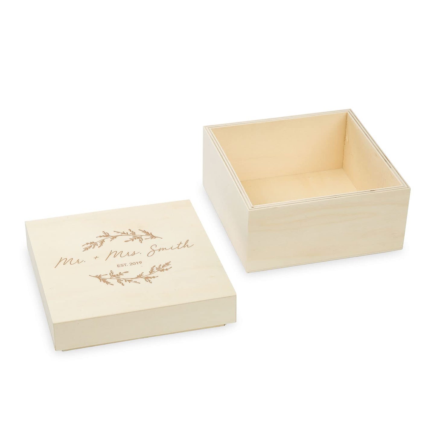 WEDDINGSTAR Custom Engraved Wooden Keepsake Gift Box with Removable Lid - Signature Script - WoodArtSupply