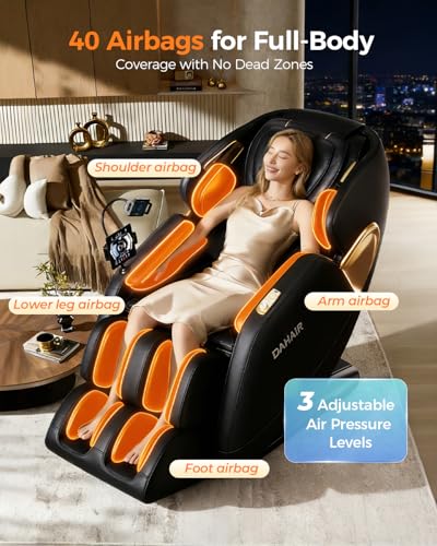 DAHAIY 𝟐𝟎𝟐𝟔 𝐍𝐞𝐰 𝐔𝐩𝐠𝐫𝐚𝐝𝐞 3D Massage Chair Full Body, AI voice control, PU Leather Zero Gravity Heated Back Foot Hand Massage Recliner Chairs, Living room furniture,Office,Portable - Black DAHAIY