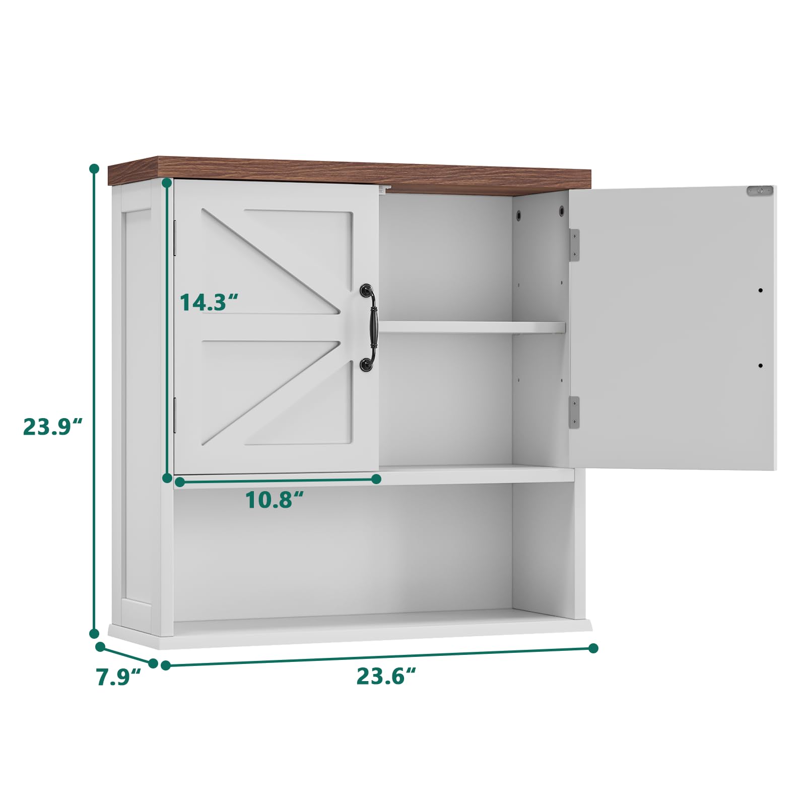 Smuxee Farmhouse Bathroom Cabinet Wall Mounted, Bathroom Medicine Cabinet with Adjustable Shelf, Bathroom Cabinet for Bathroom, Living Room, Laundry Room - WoodArtSupply