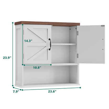 Smuxee Farmhouse Bathroom Cabinet Wall Mounted, Bathroom Medicine Cabinet with Adjustable Shelf, Bathroom Cabinet for Bathroom, Living Room, Laundry Room - WoodArtSupply