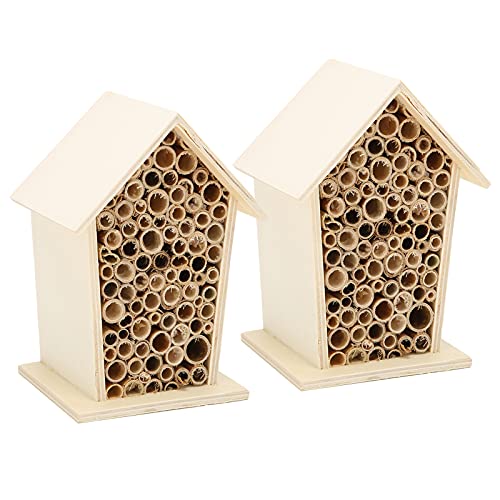 Wooden Insect House for The Garden Decoration, Hanging Bee Habitats Natural Beehive Shelter Nests Boxes Room Butterflys Feeder Hotel Unique Gardening Gifts for Ladybirds Beneficial Outdoor Tiiyee
